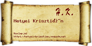 Hetyei Krisztián névjegykártya